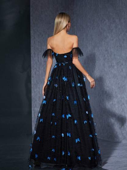 Leely Women's Elegant Off The Shoulder Sleeveless Party Dress