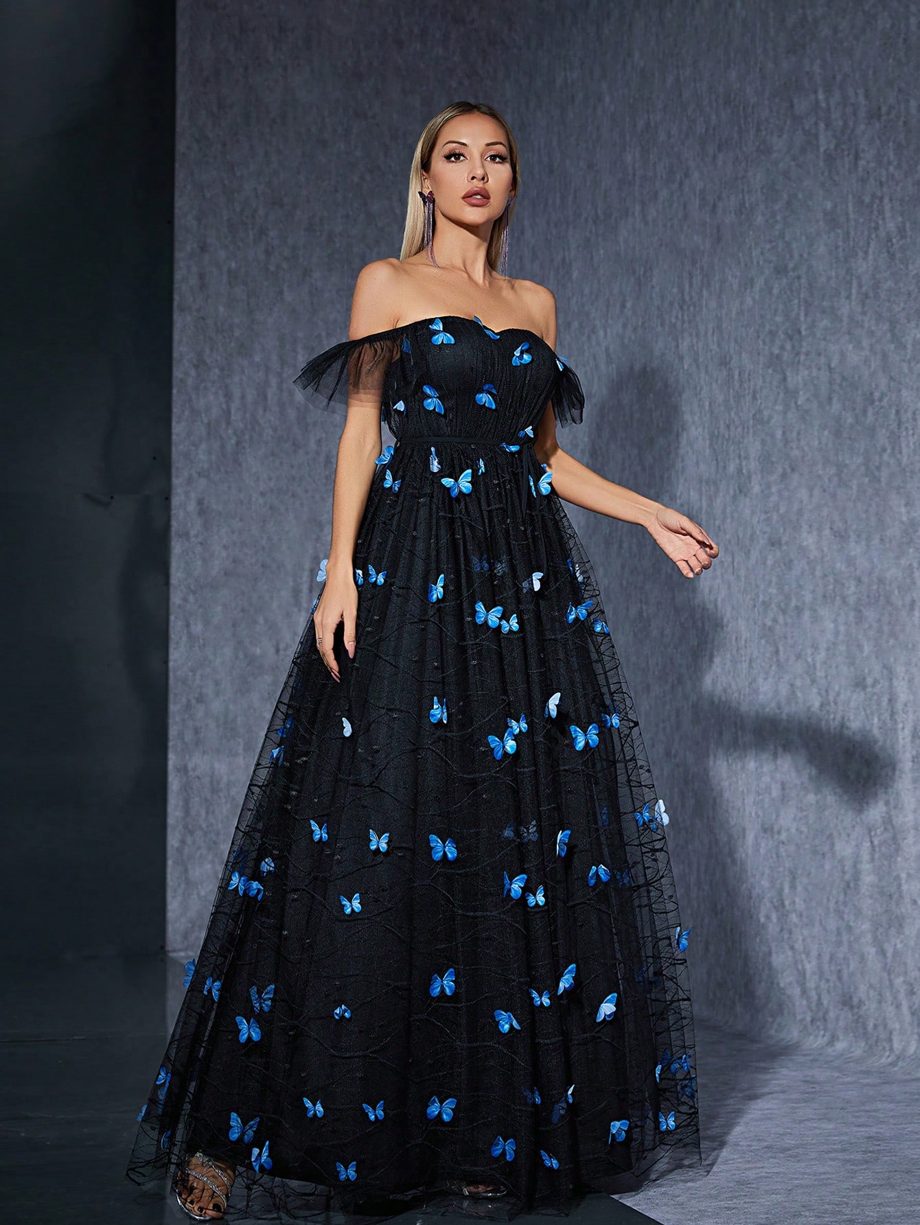 Leely Women's Elegant Off The Shoulder Sleeveless Party Dress