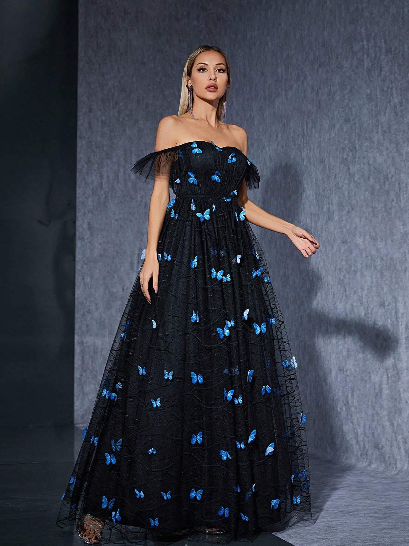 Leely Women's Elegant Off The Shoulder Sleeveless Party Dress
