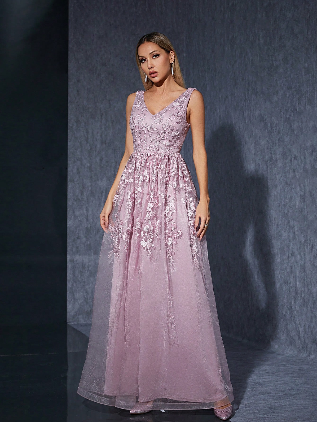 Leely Women's Elegant V Neck Sleeveless Party Dress