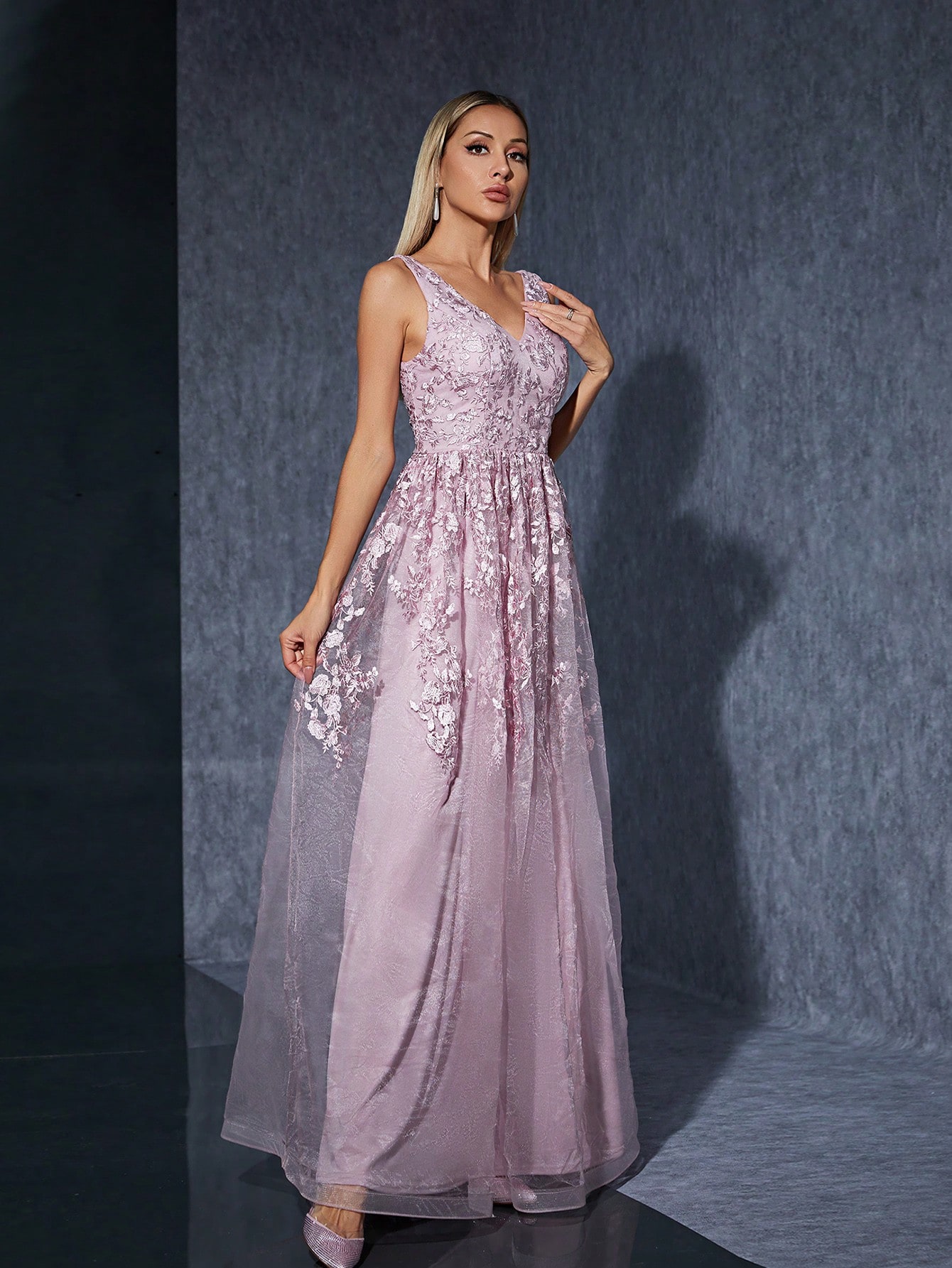 Leely Women's Elegant V Neck Sleeveless Party Dress