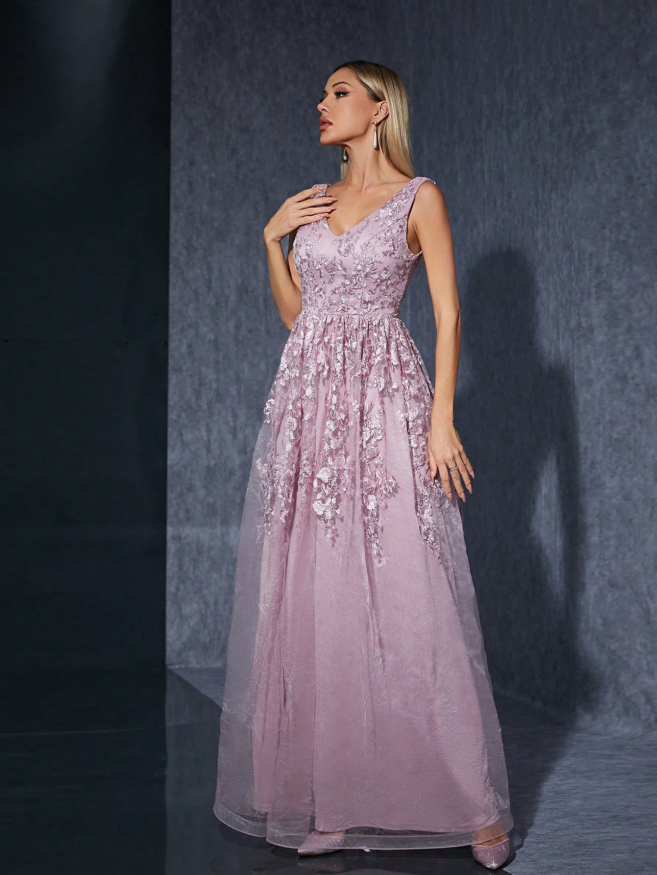 Leely Women's Elegant V Neck Sleeveless Party Dress