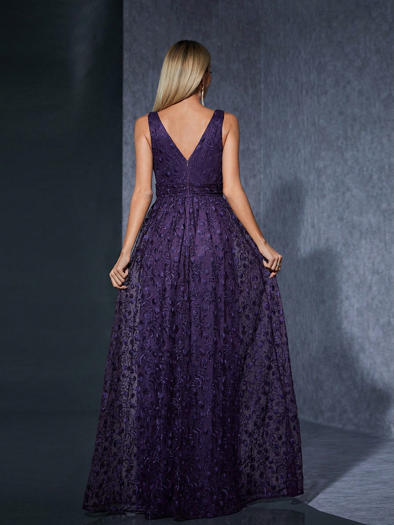 Leely Women's Elegant V Neck Sleeveless Party Dress