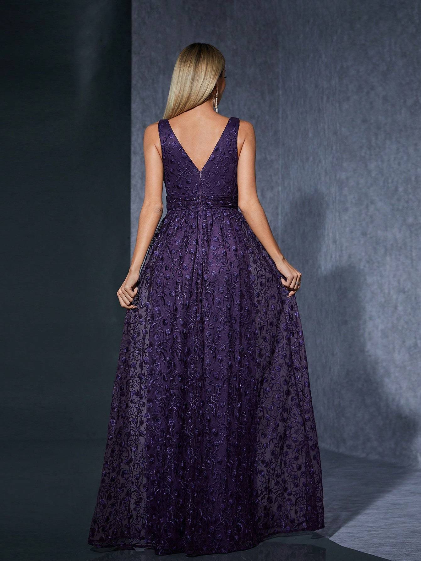 Leely Women's Elegant V Neck Sleeveless Party Dress
