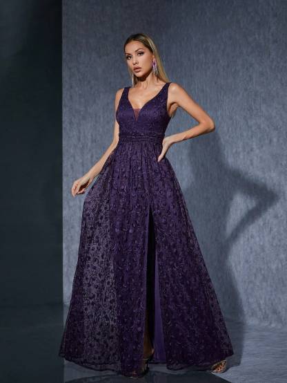 Leely Women's Elegant Sweetheart Cloak Sleeve Lace A-Line Dress