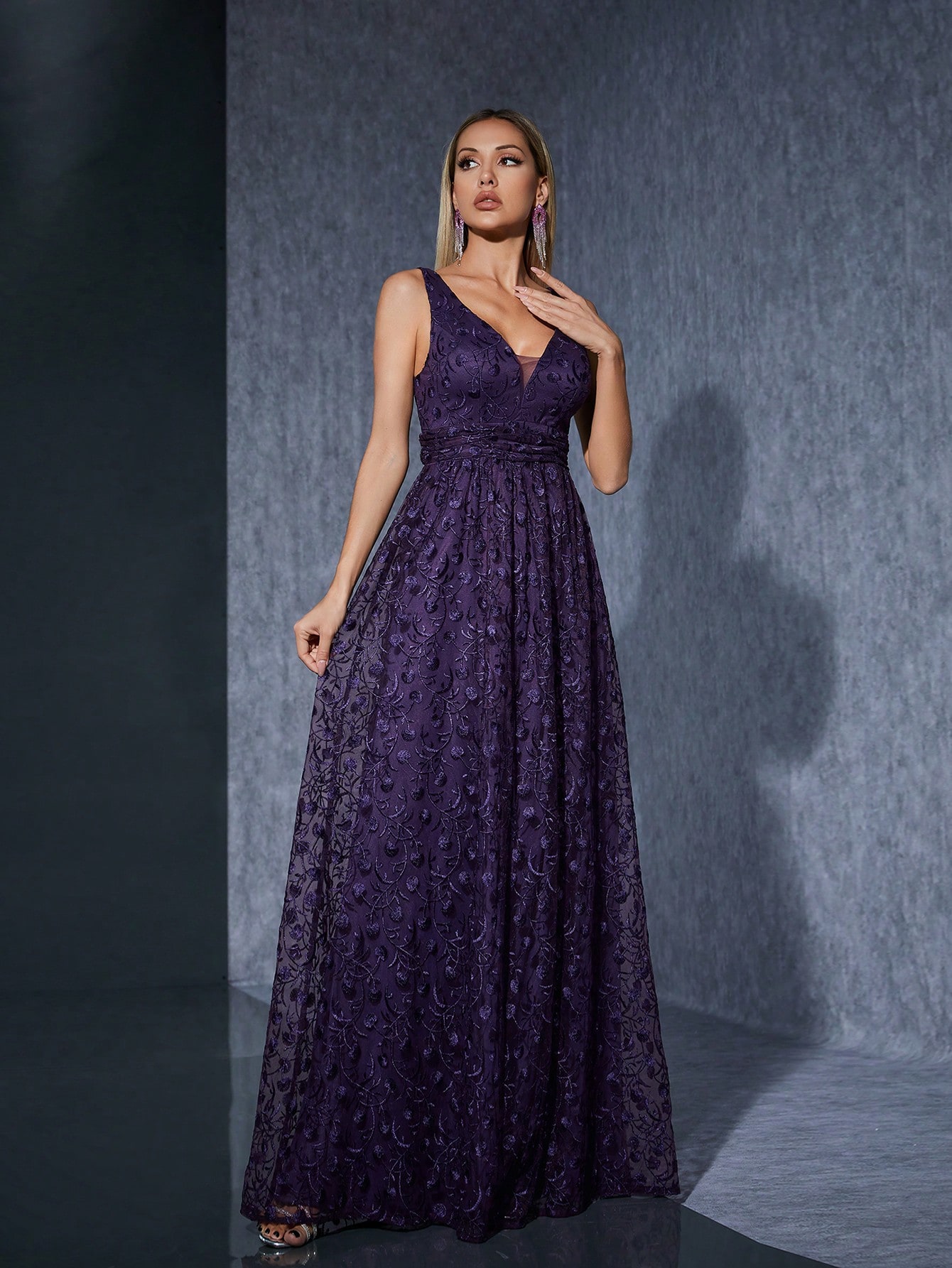 Leely Women's Elegant V Neck Sleeveless Party Dress