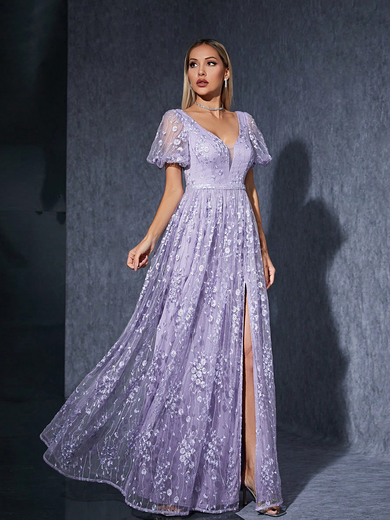 Leely Women's Elegant Sweetheart Cloak Sleeve Lace A-Line Dress