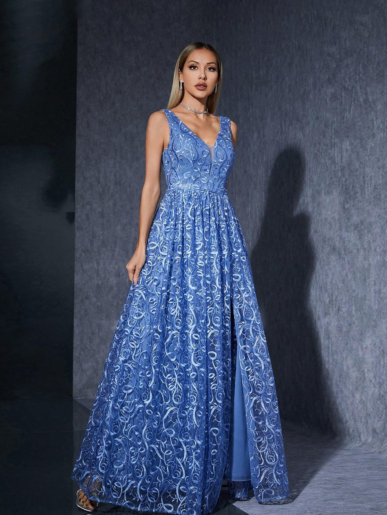 Leely Women's Elegant V Neck Sleeveless Party Dress