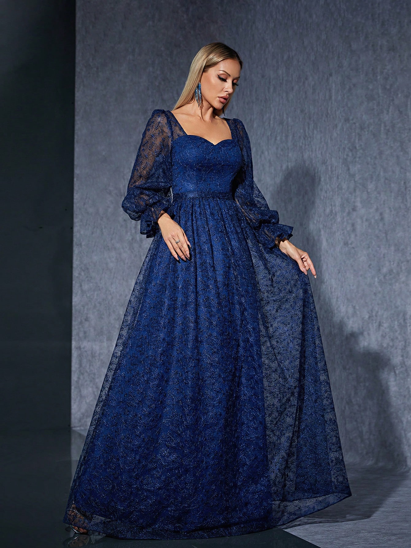 Leely Women's Elegant Sweetheart Long Sleeve Party Dress
