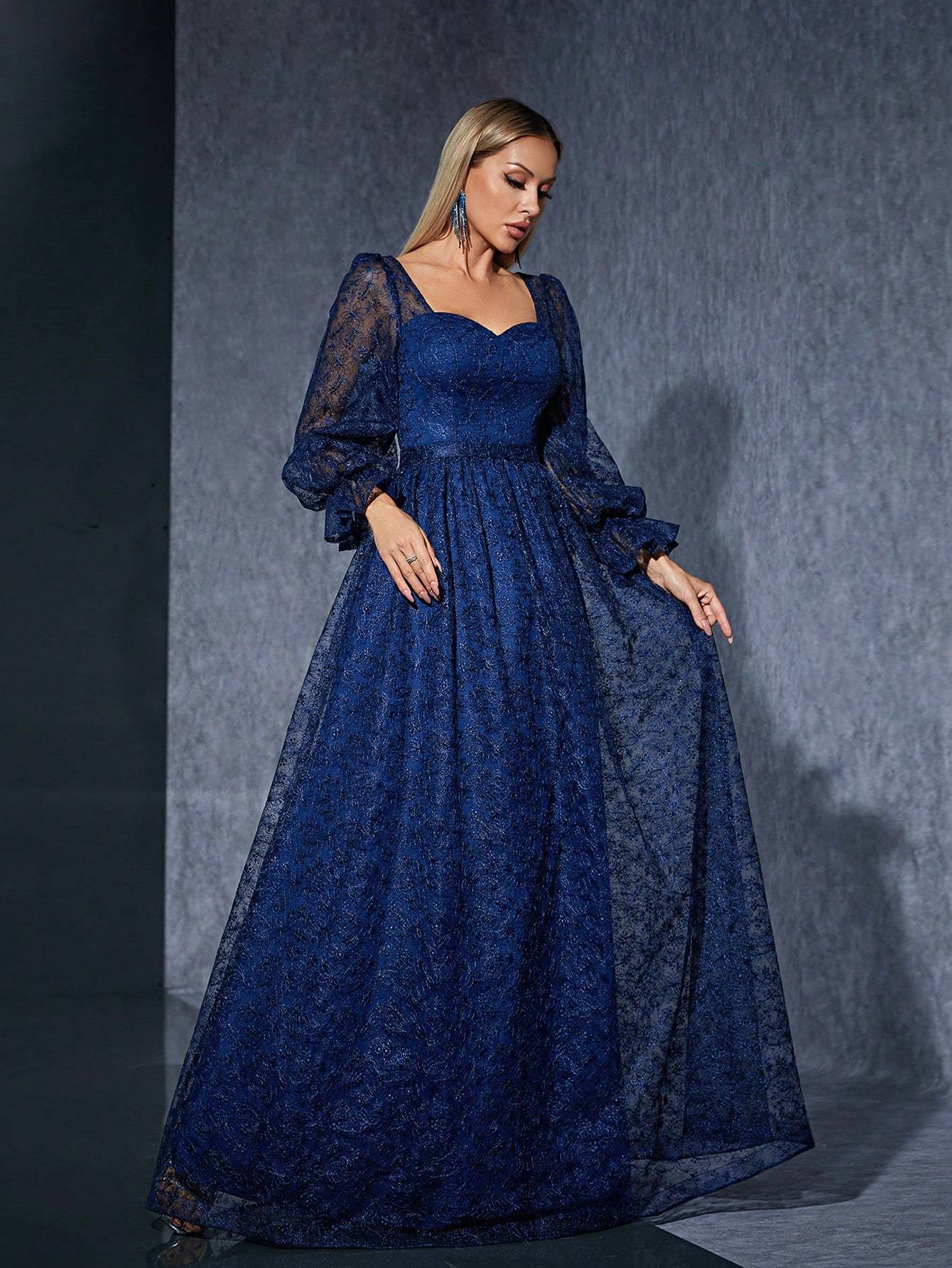 Leely Women's Elegant Sweetheart Long Sleeve Party Dress