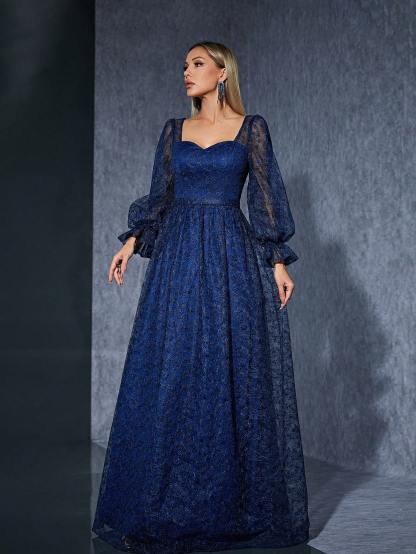 Leely Women's Elegant Sweetheart Long Sleeve Party Dress