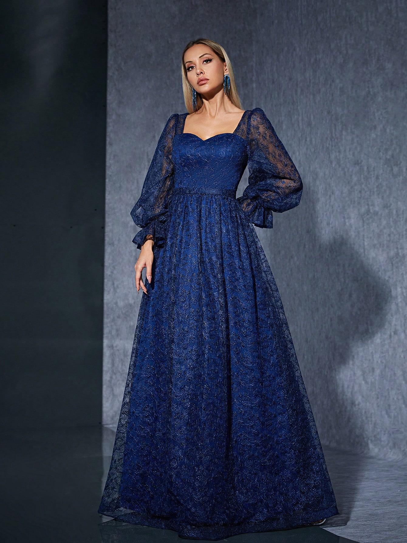 Leely Women's Elegant Sweetheart Long Sleeve Party Dress