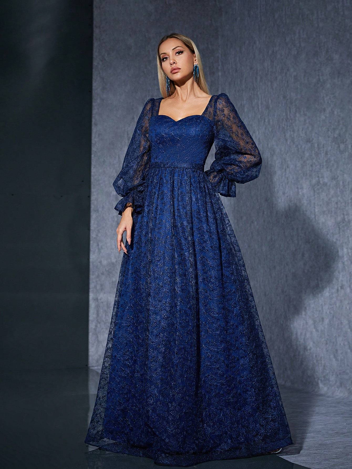 Leely Women's Elegant Sweetheart Long Sleeve Party Dress
