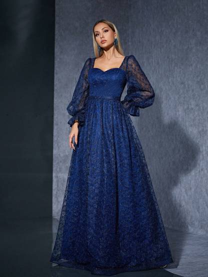 Leely Women's Elegant Sweetheart Long Sleeve Party Dress