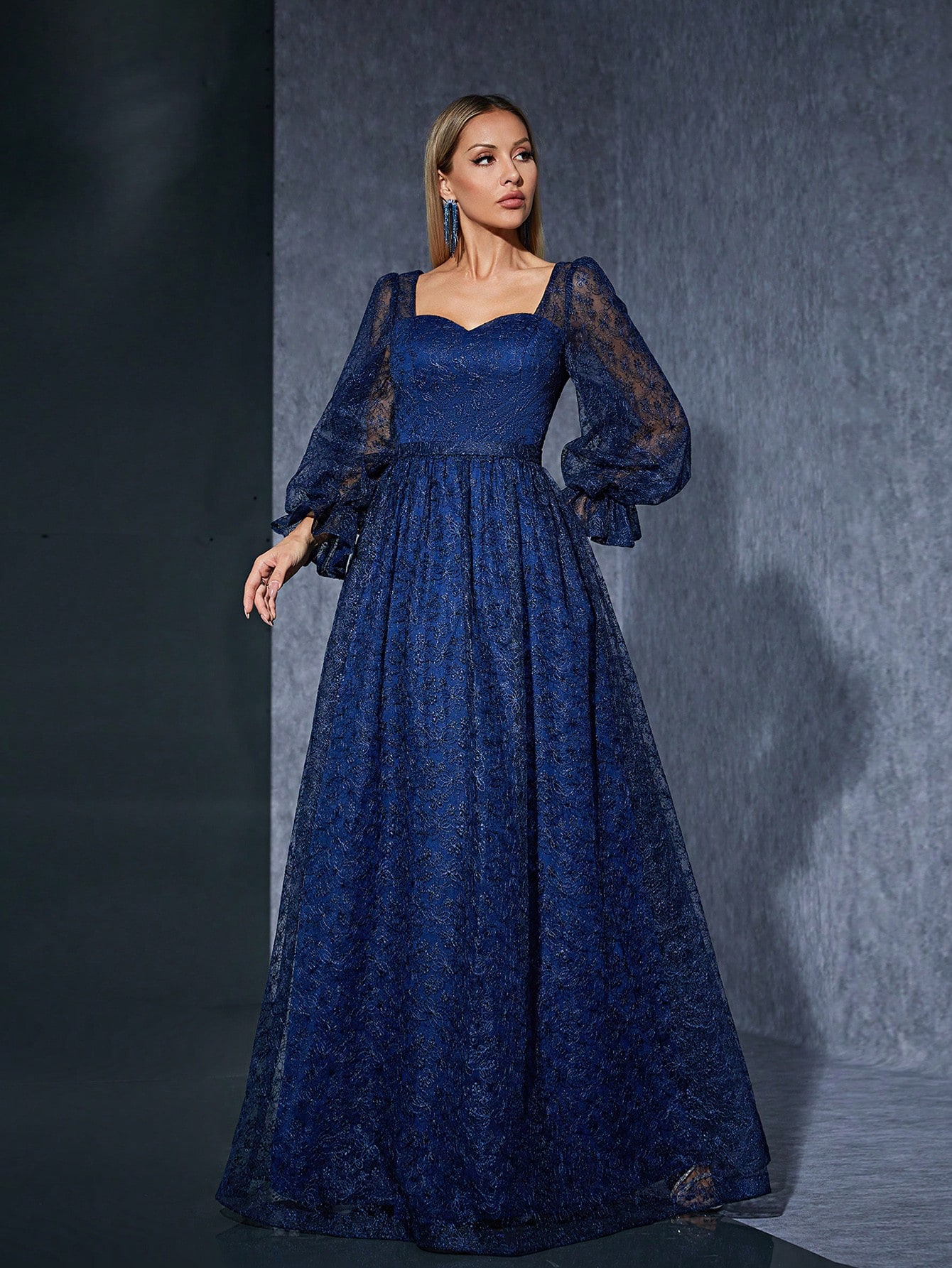 Leely Women's Elegant Sweetheart Long Sleeve Party Dress
