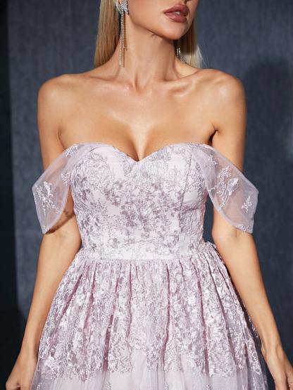 Leely Women's Elegant Off The Shoulder Sleeveless Party Dress
