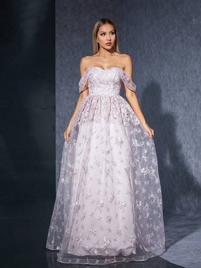 Leely Women's Elegant Off The Shoulder Sleeveless Party Dress