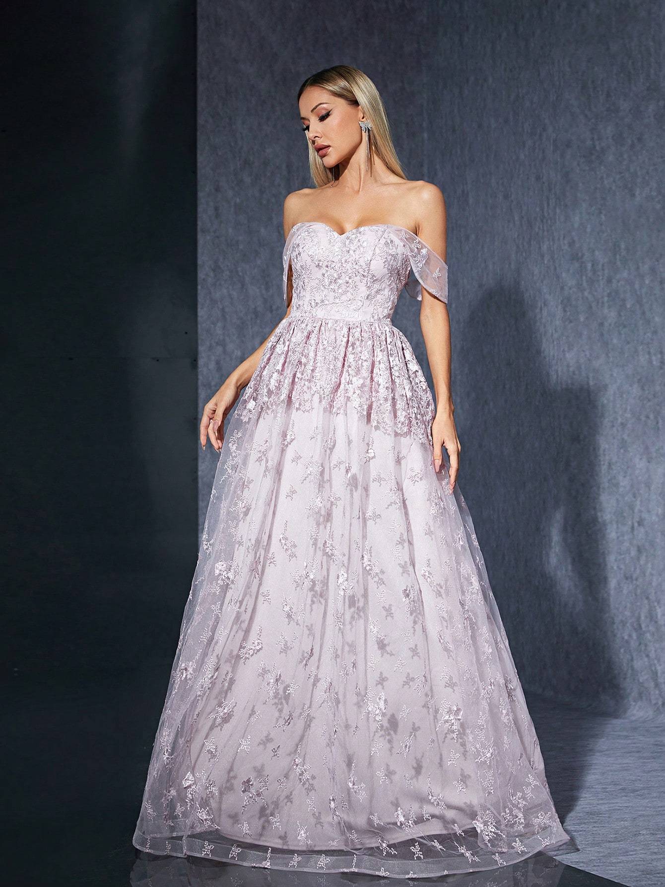 Leely Women's Elegant Off The Shoulder Sleeveless Party Dress
