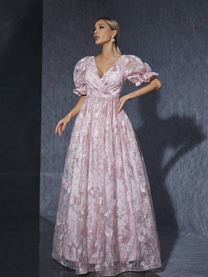 Leely Women's Elegant Sweetheart Cloak Sleeve Lace A-Line Dress