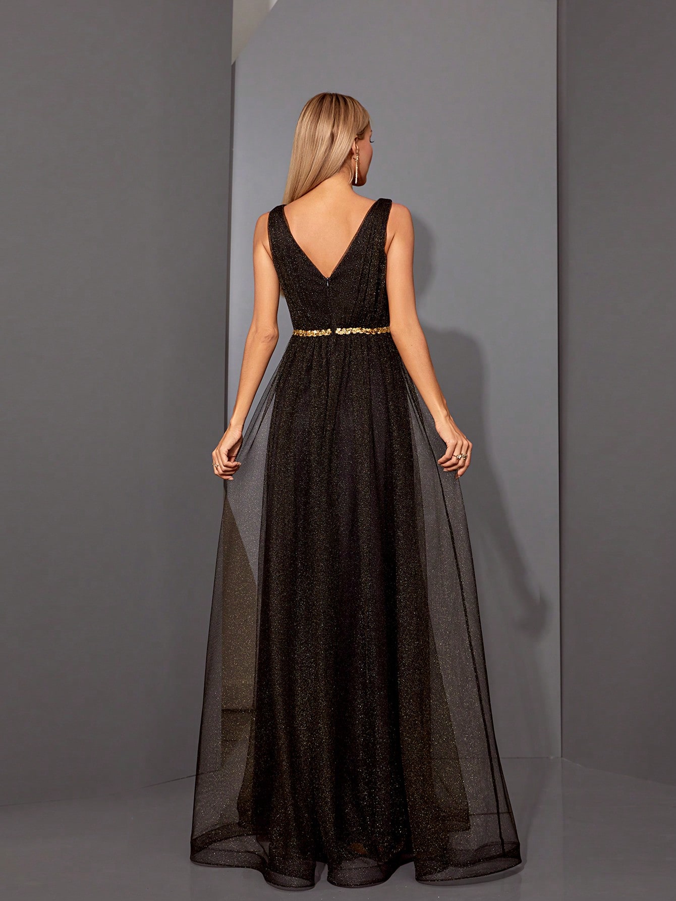 Leely Elegant V Neck Sleeveless Party Dress