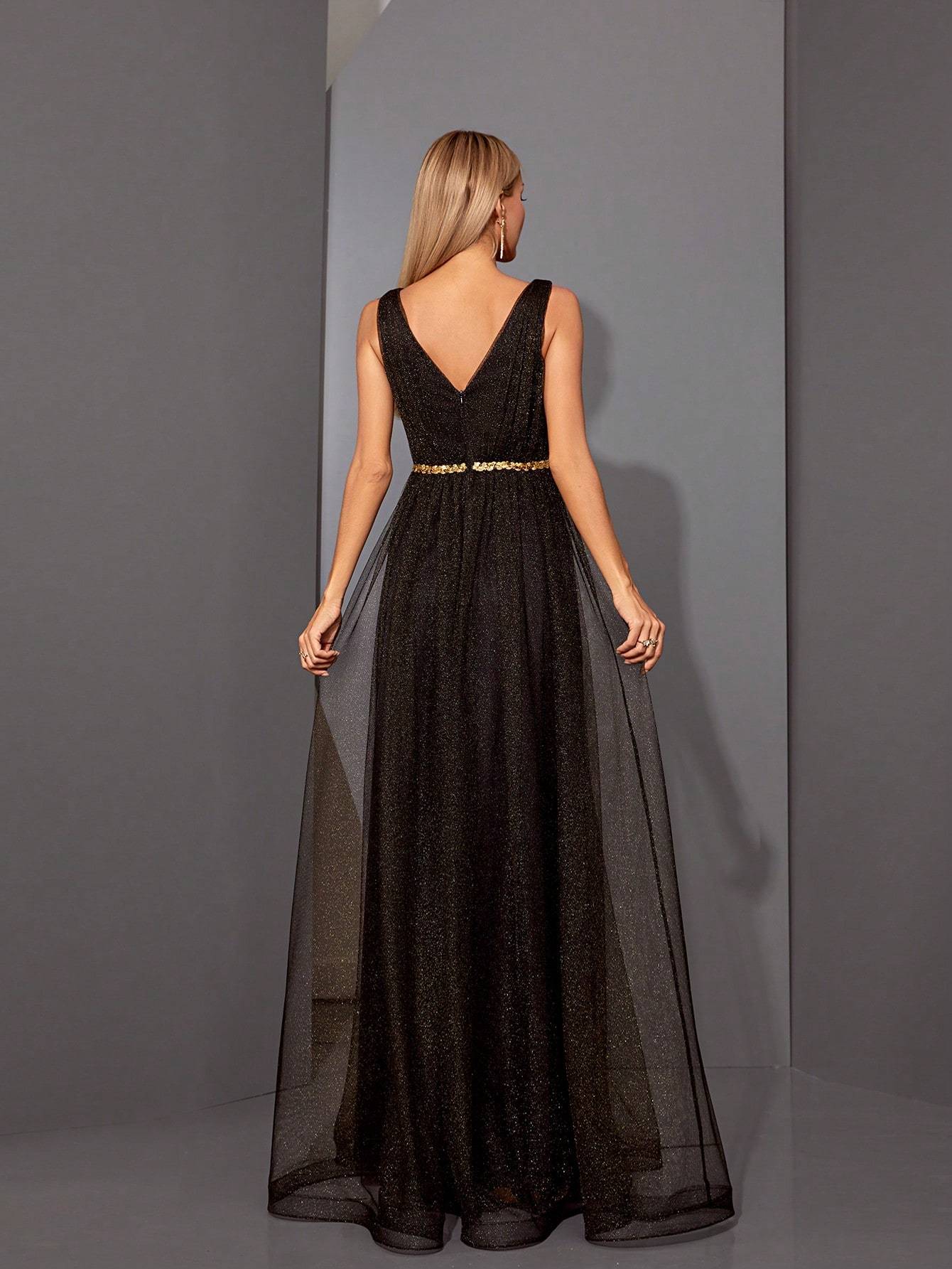 Leely Elegant V Neck Sleeveless Party Dress