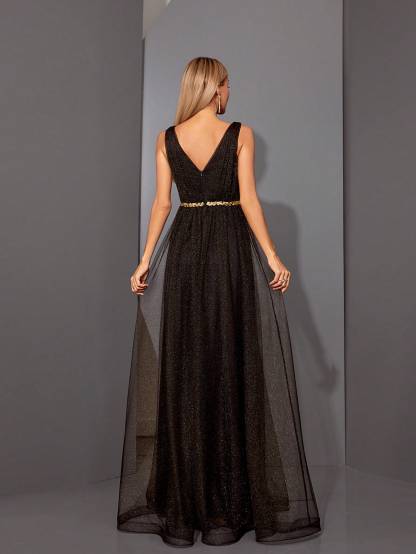 Leely Elegant V Neck Sleeveless Party Dress