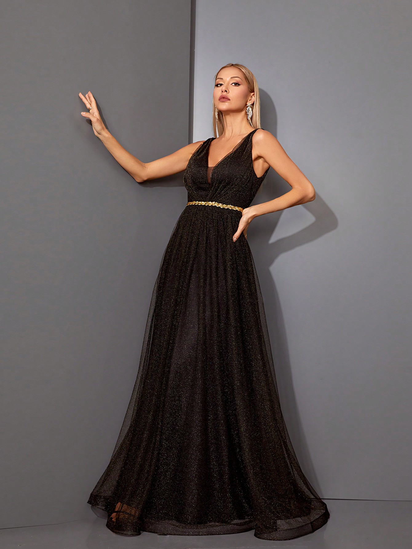 Leely Elegant V Neck Sleeveless Party Dress