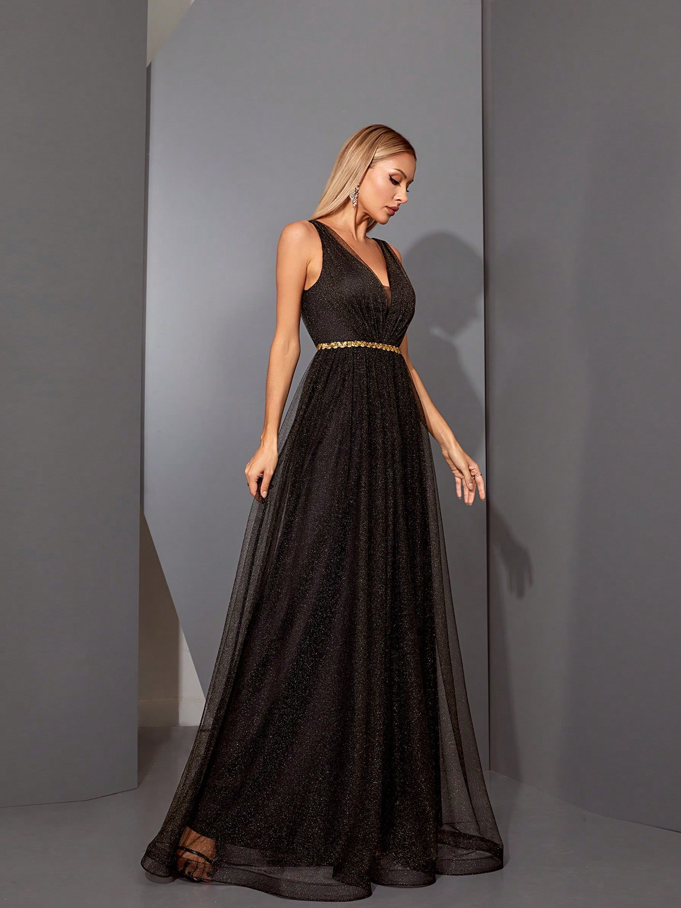 Leely Elegant V Neck Sleeveless Party Dress