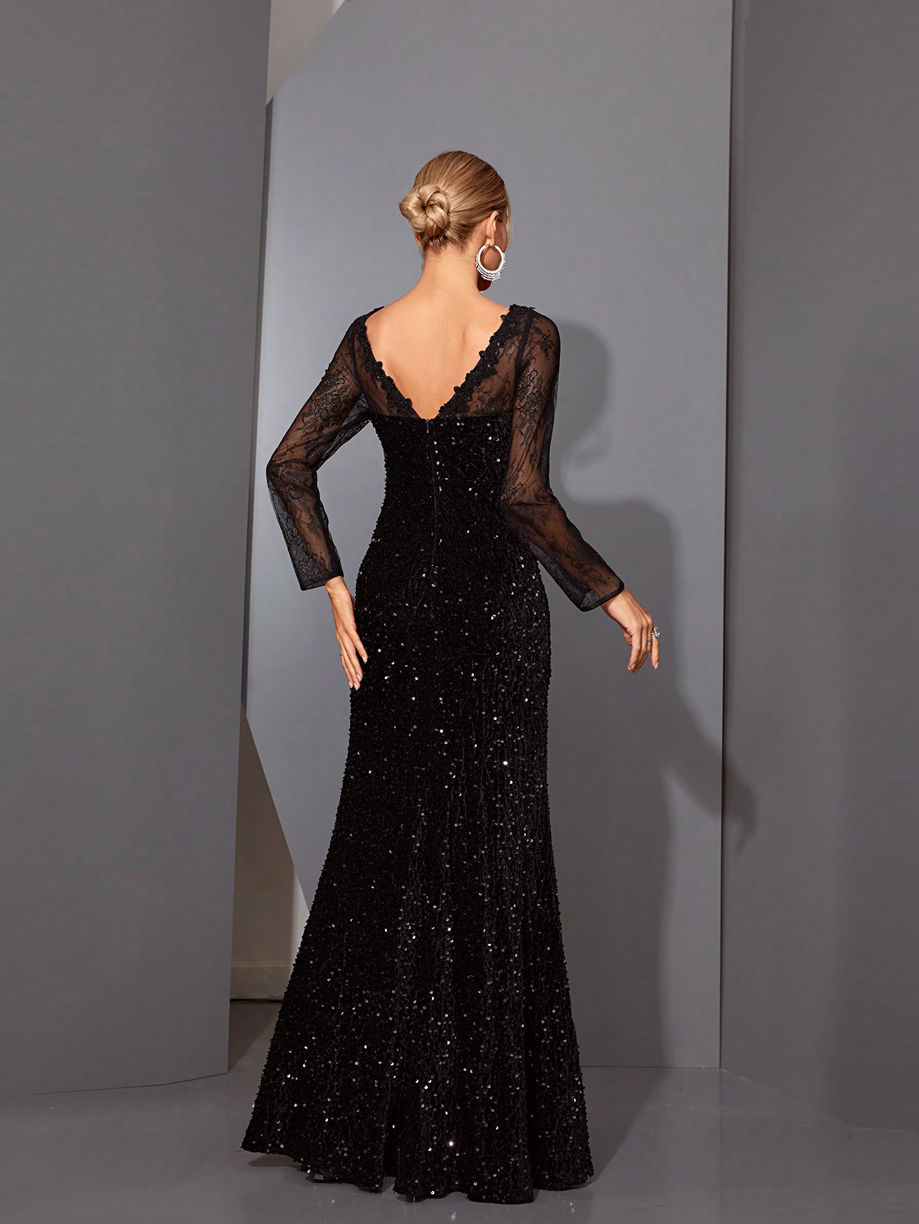 Leely Elegant Round Neck Long Sleeve Party Dress