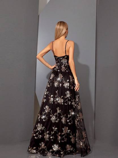 Leely Elegant Spaghetti Straps Sleeveless Party Dress