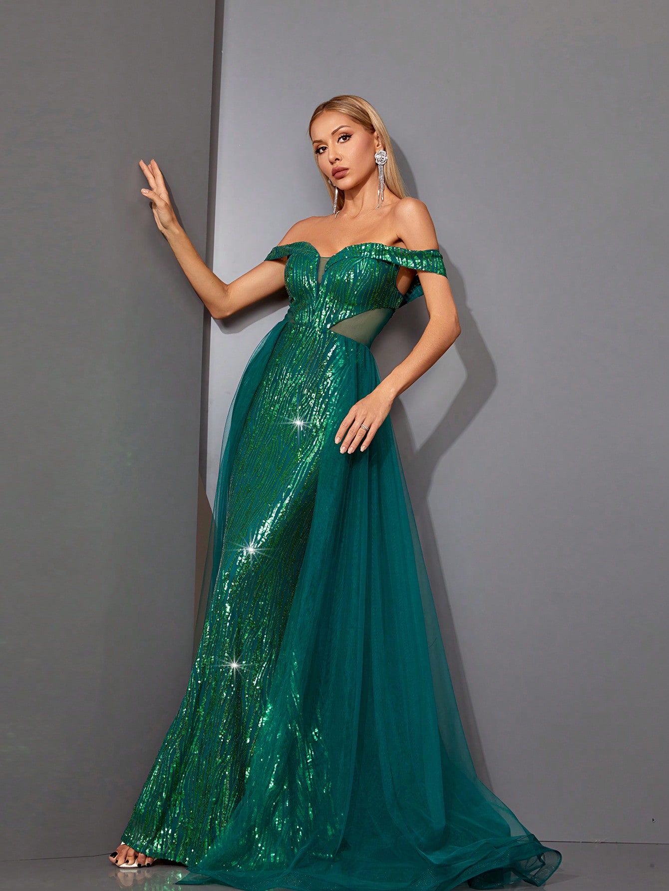Leely Elegant Off The Shoulder Sleeveless Party Dress