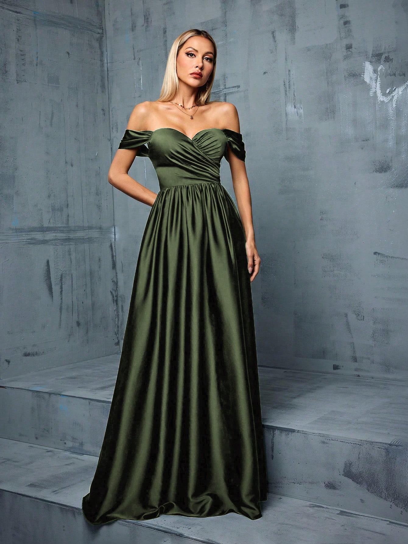 Leely Women's Elegant Off The Shoulder Sleeveless Prom Dress