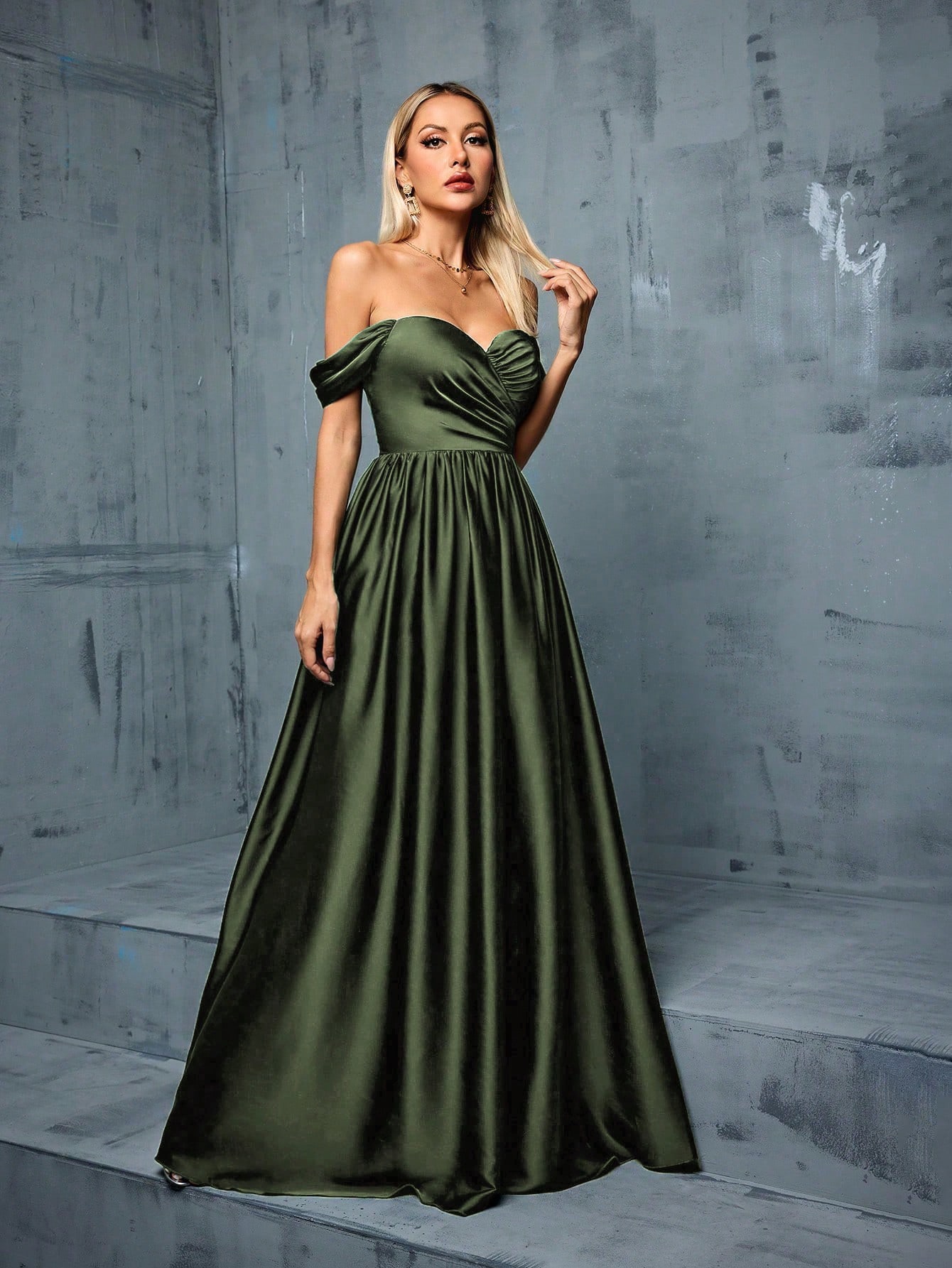 Leely Women's Elegant Off The Shoulder Sleeveless Prom Dress