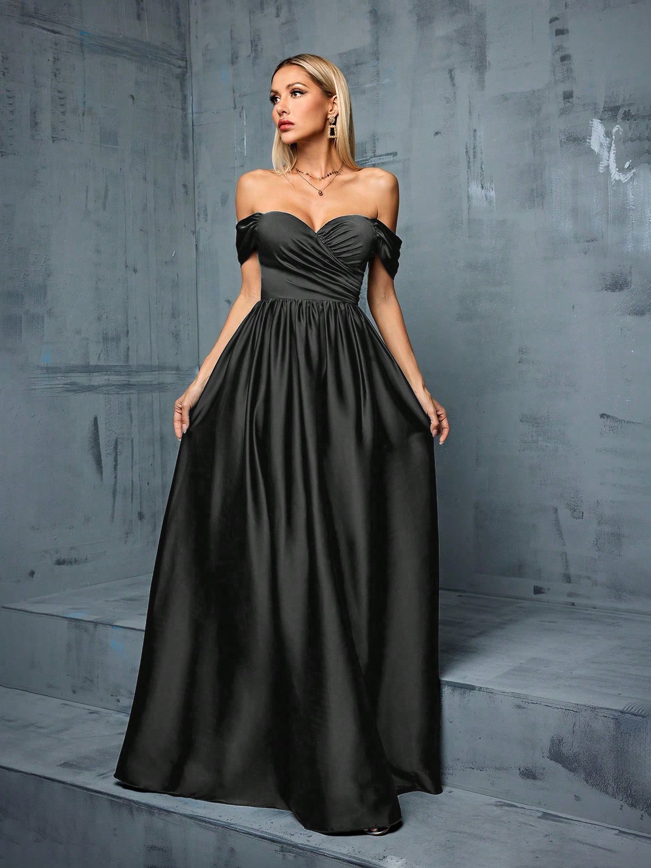 Leely Elegant Off The Shoulder Sleeveless Party Dress