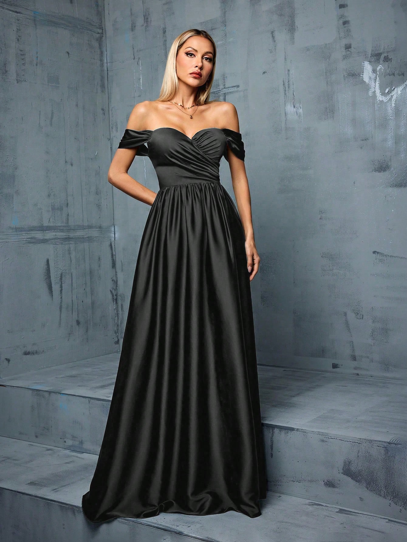 Leely Elegant Off The Shoulder Sleeveless Party Dress