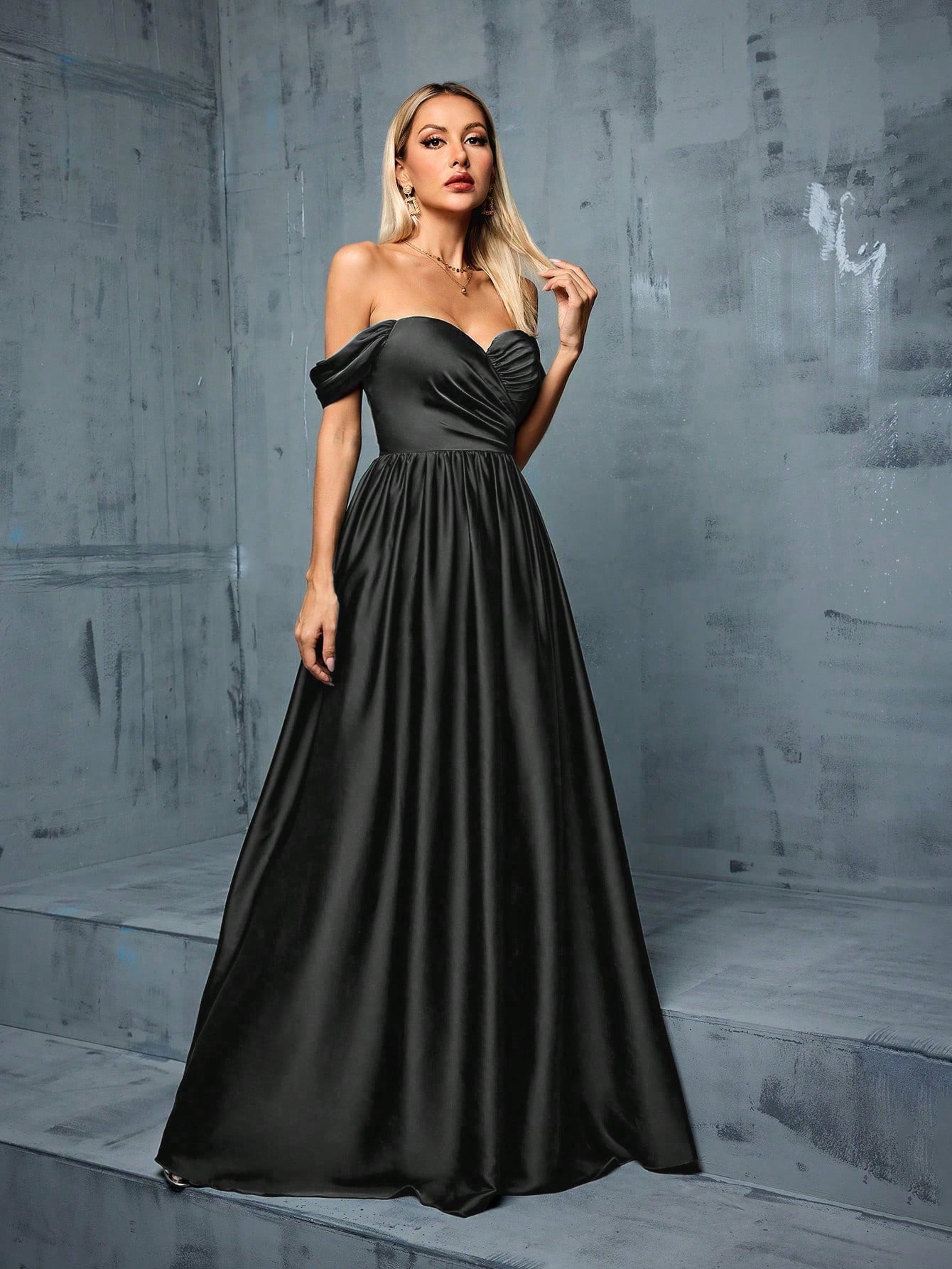 Leely Elegant Off The Shoulder Sleeveless Party Dress