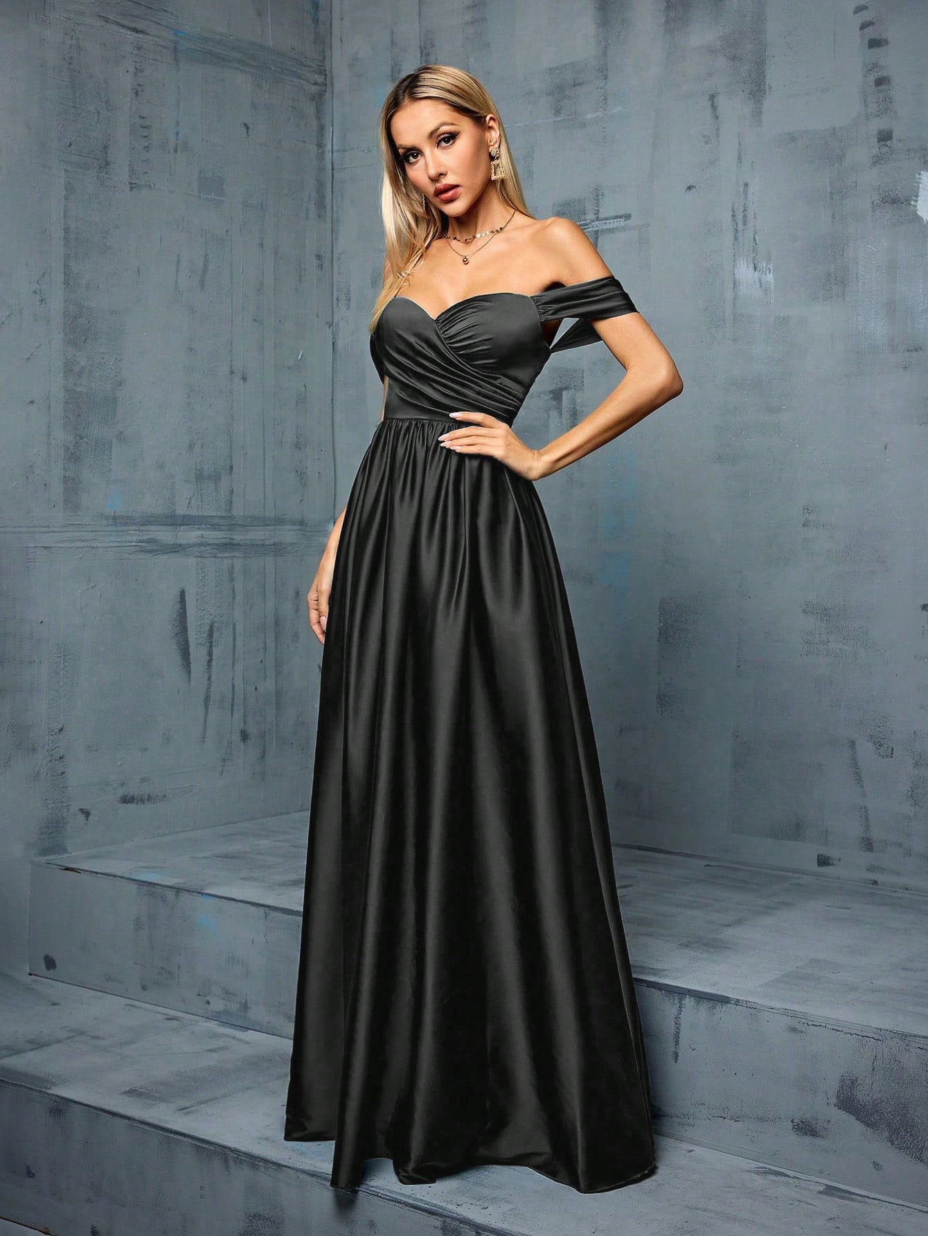 Leely Elegant Off The Shoulder Sleeveless Party Dress