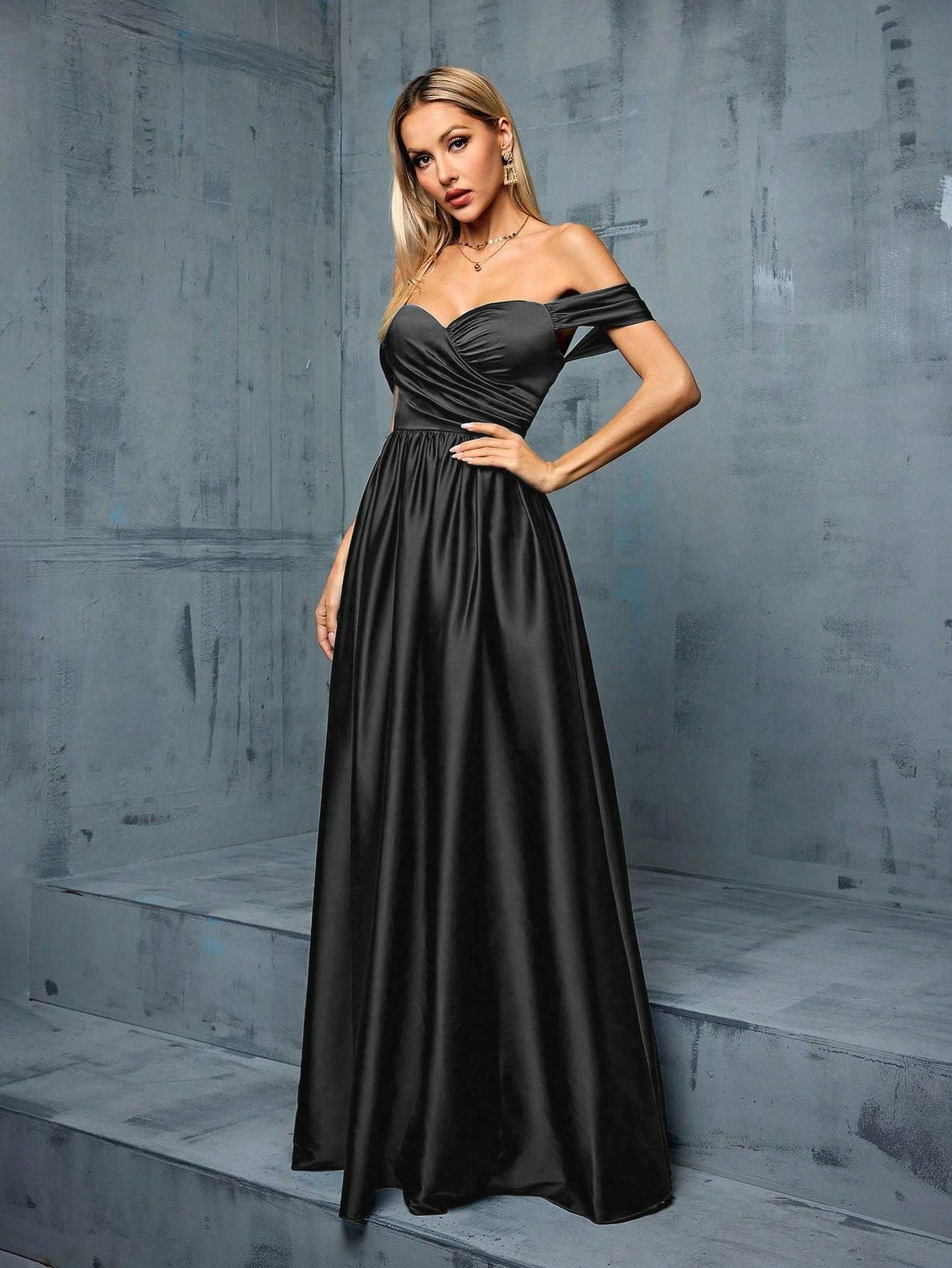 Leely Elegant Off The Shoulder Sleeveless Party Dress