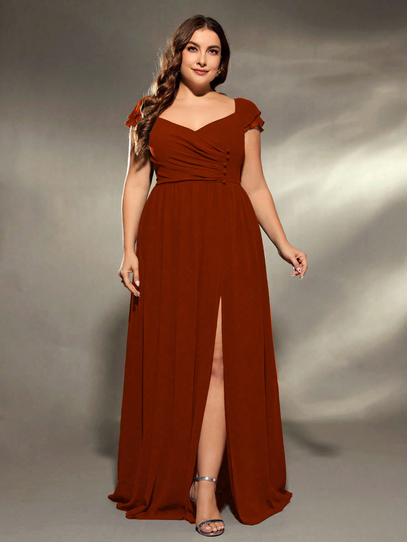 Leely Plus Women's Elegant V Neck Cap Sleeve Party Dress