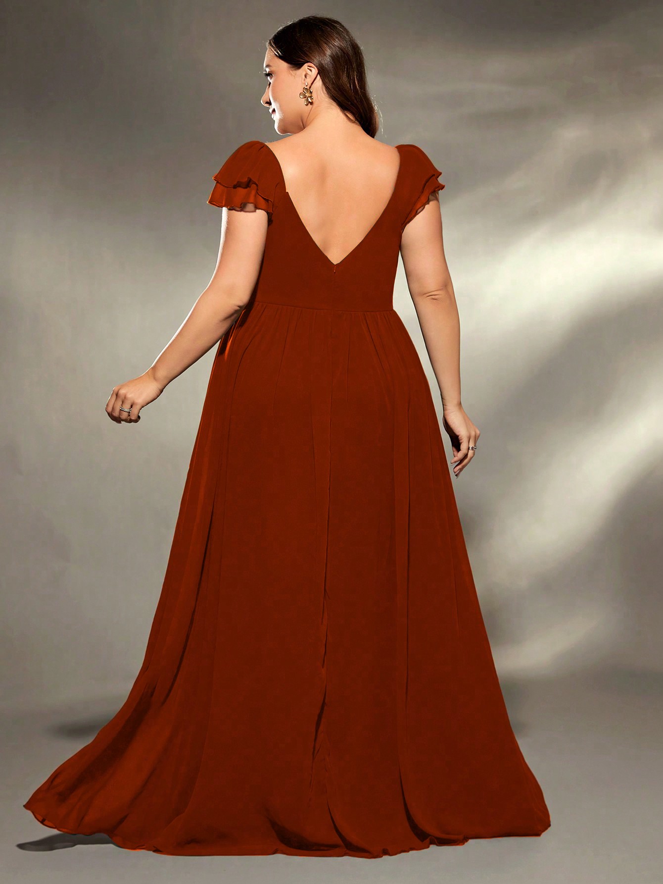 Leely Plus Women's Elegant V Neck Cap Sleeve Party Dress