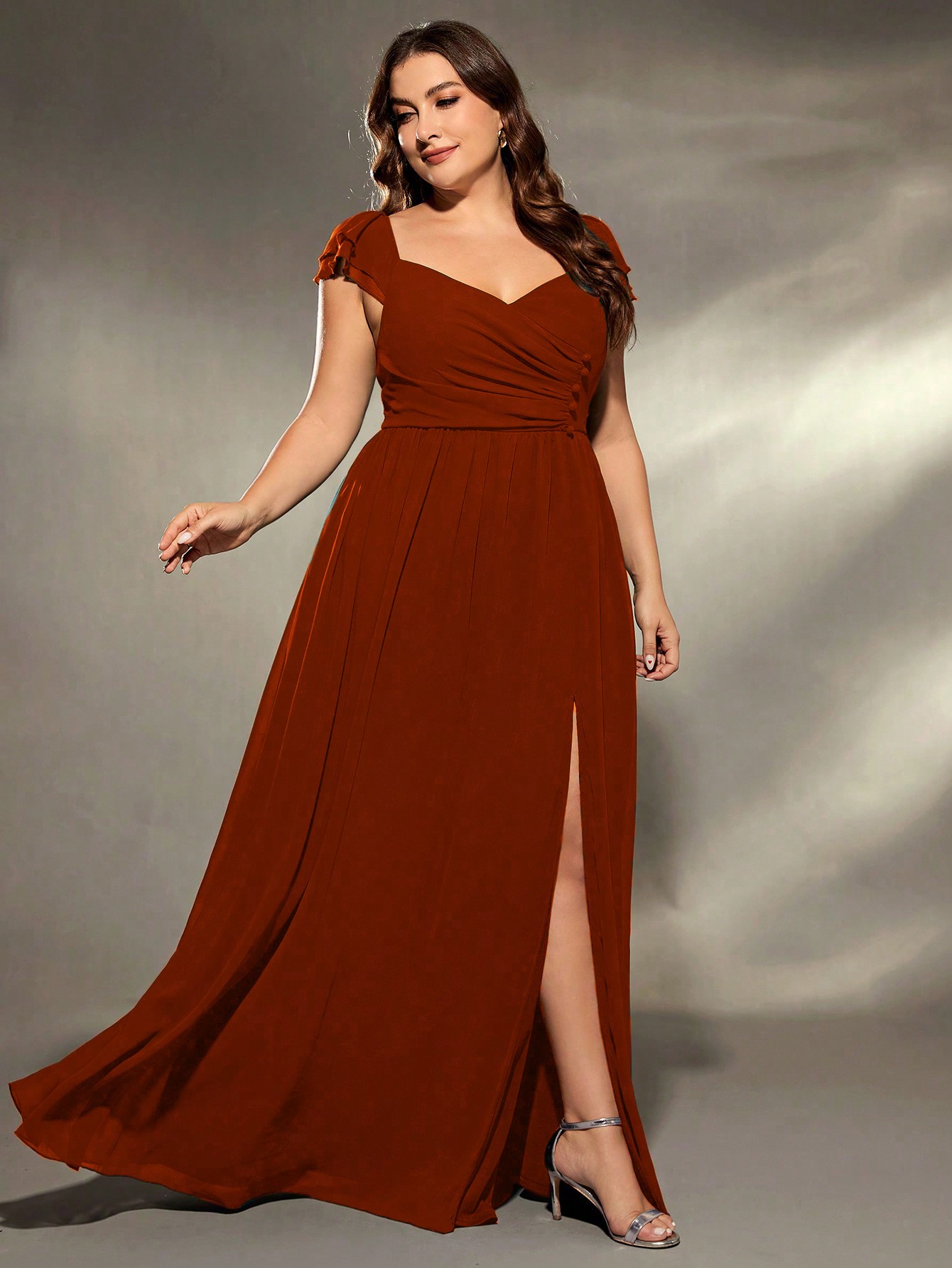 Leely Plus Women's Elegant V Neck Cap Sleeve Party Dress