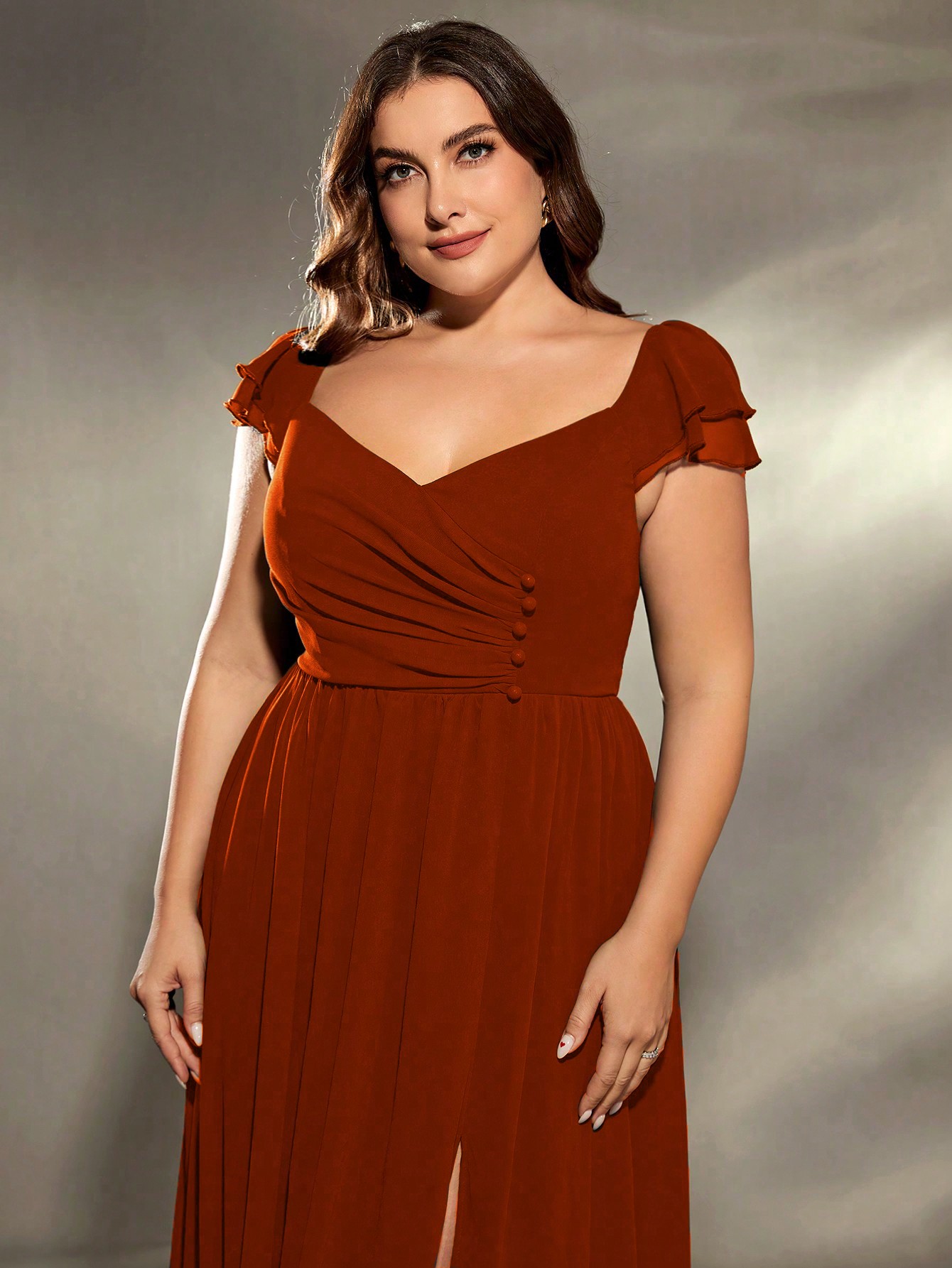 Leely Plus Women's Elegant V Neck Cap Sleeve Party Dress