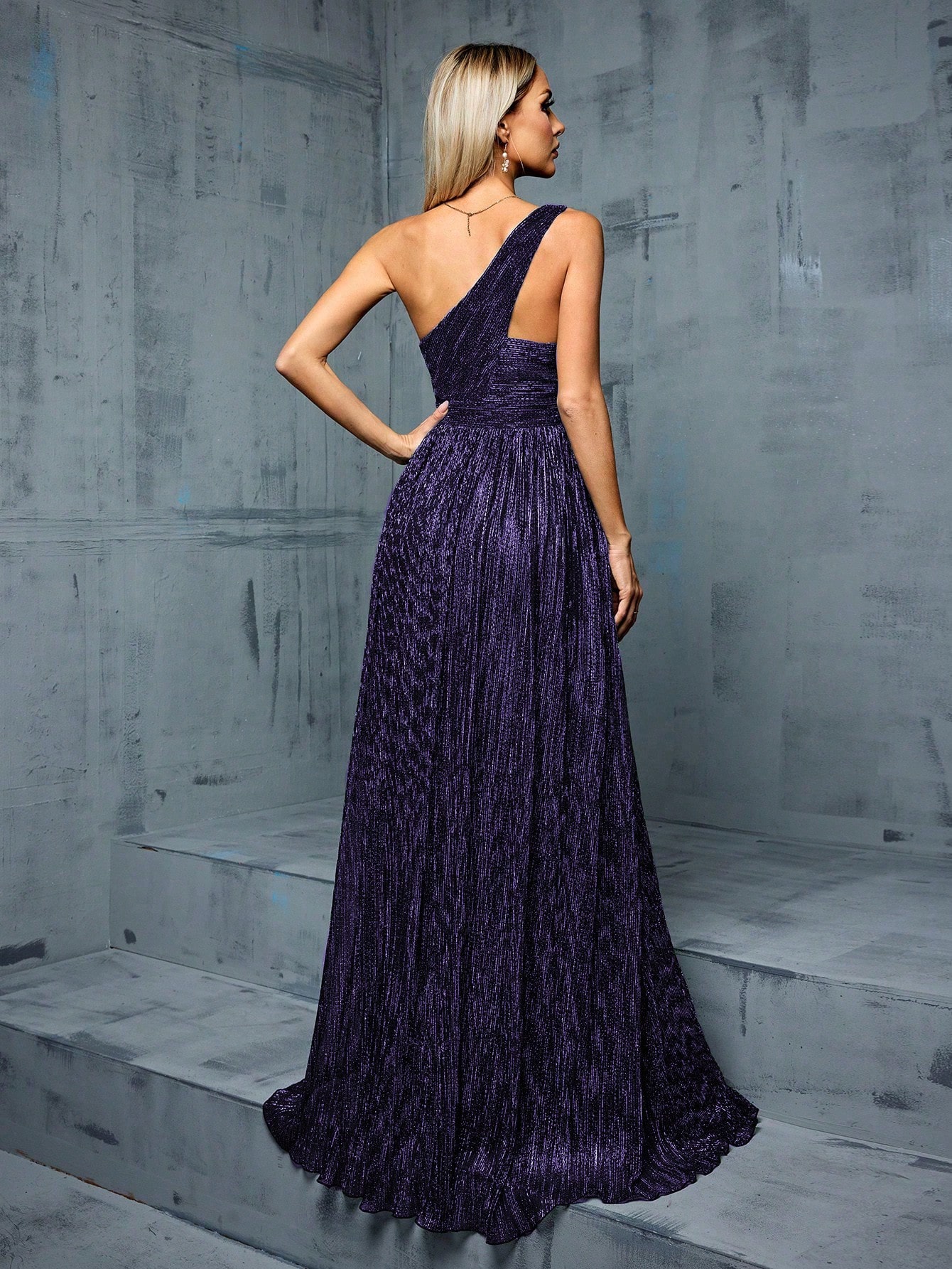 Leely Elegant One Shoulder Sleeveless Party Dress