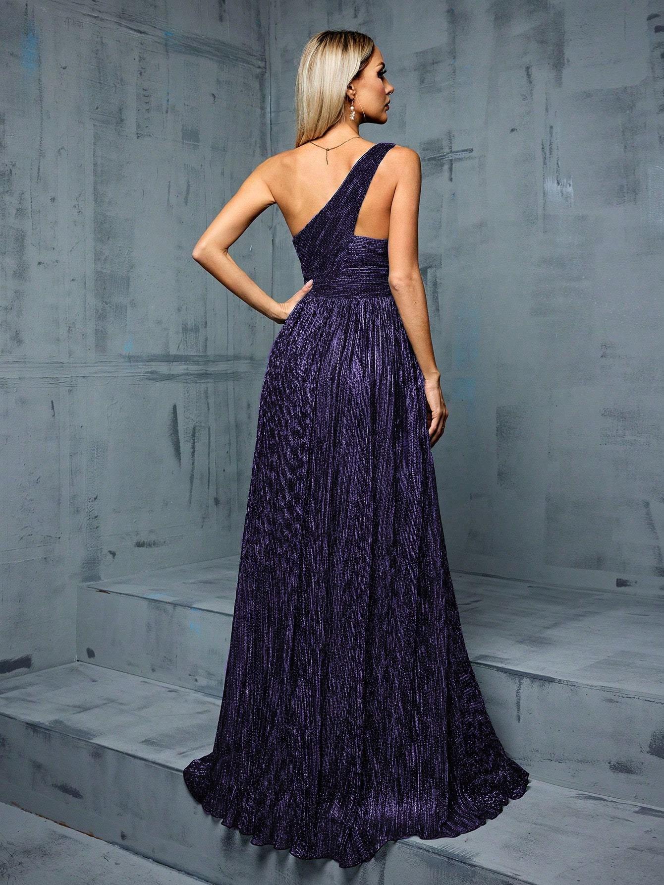 Leely Elegant One Shoulder Sleeveless Party Dress