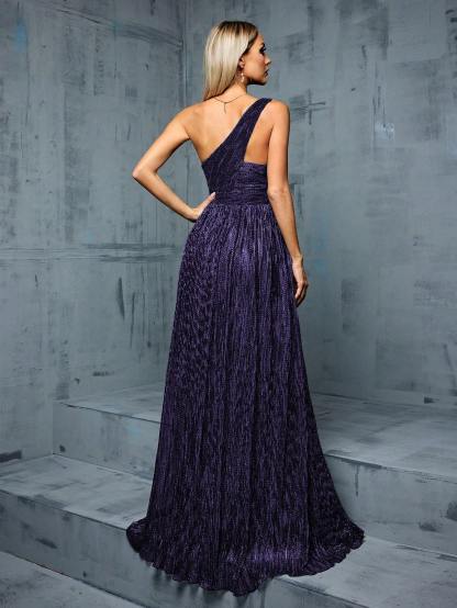 Leely Elegant One Shoulder Sleeveless Party Dress