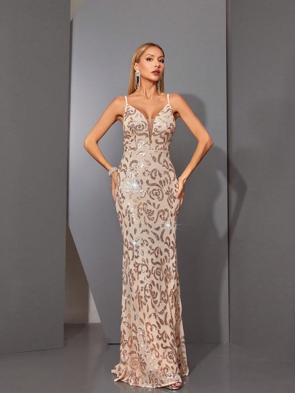 Leely Elegant Spaghetti Straps Sleeveless Party Dress