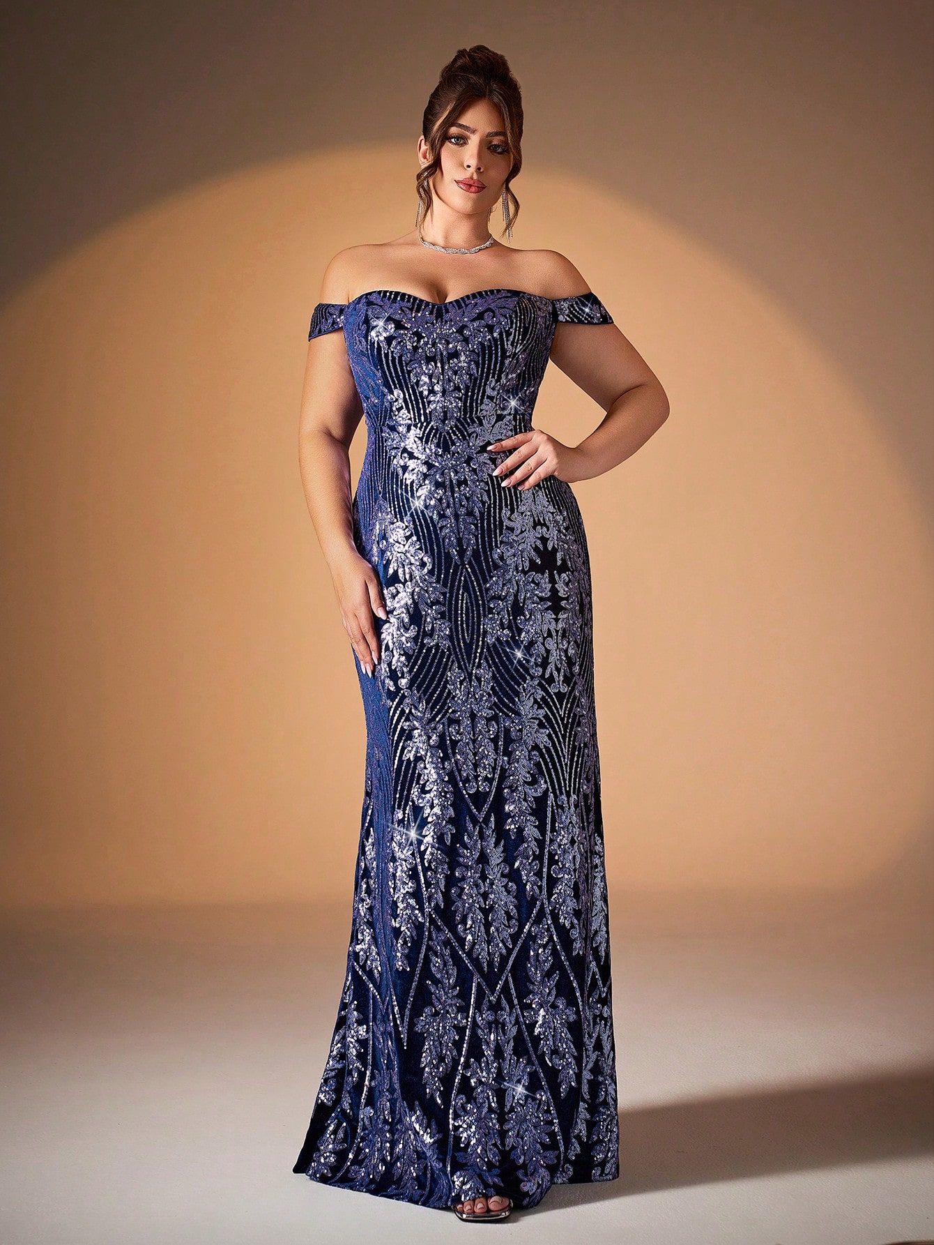 Leely Plus Women's Elegant Off The Shoulder Mermaid Evening Gown