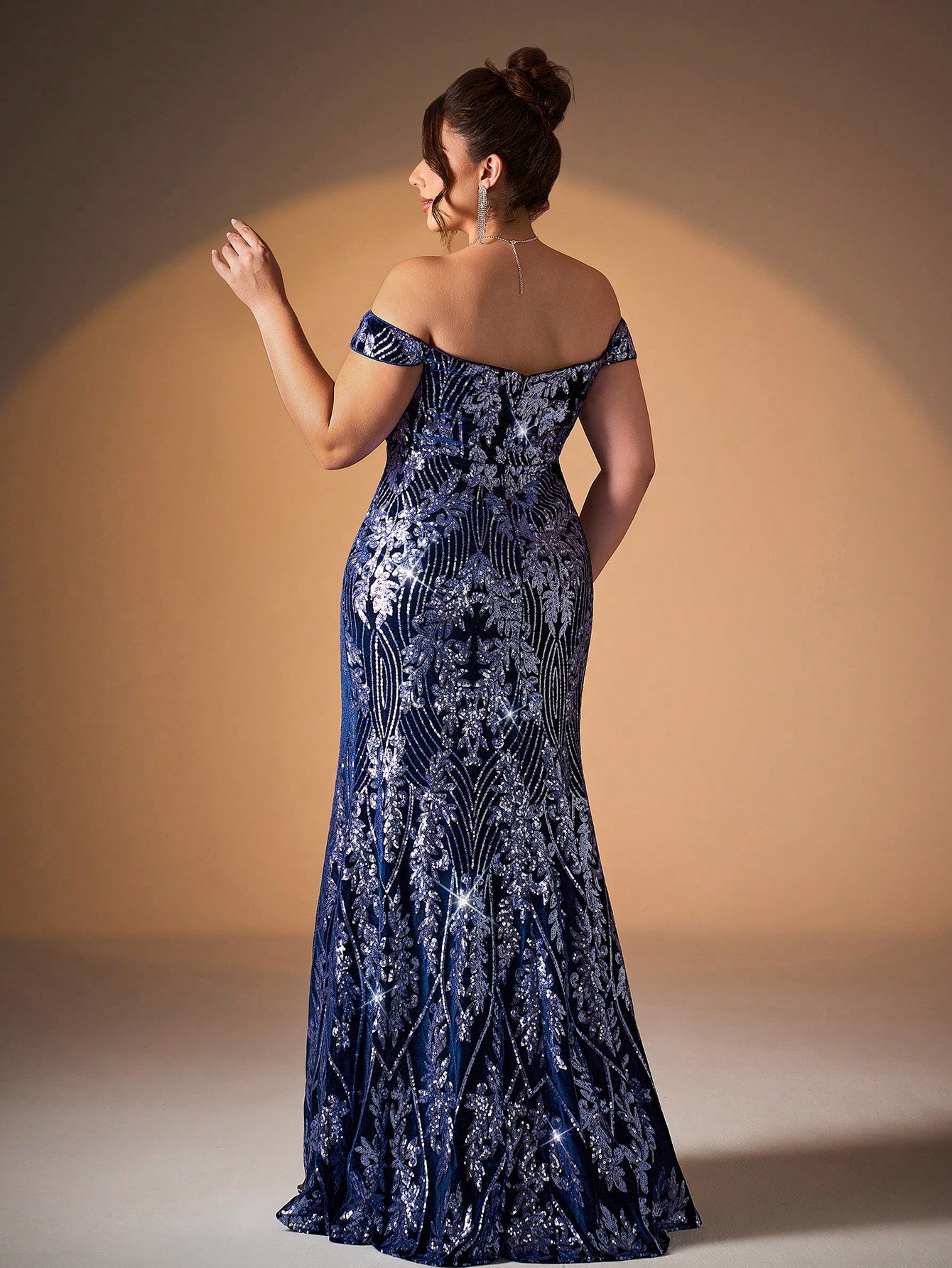 Leely Plus Women's Elegant Off The Shoulder Mermaid Evening Gown