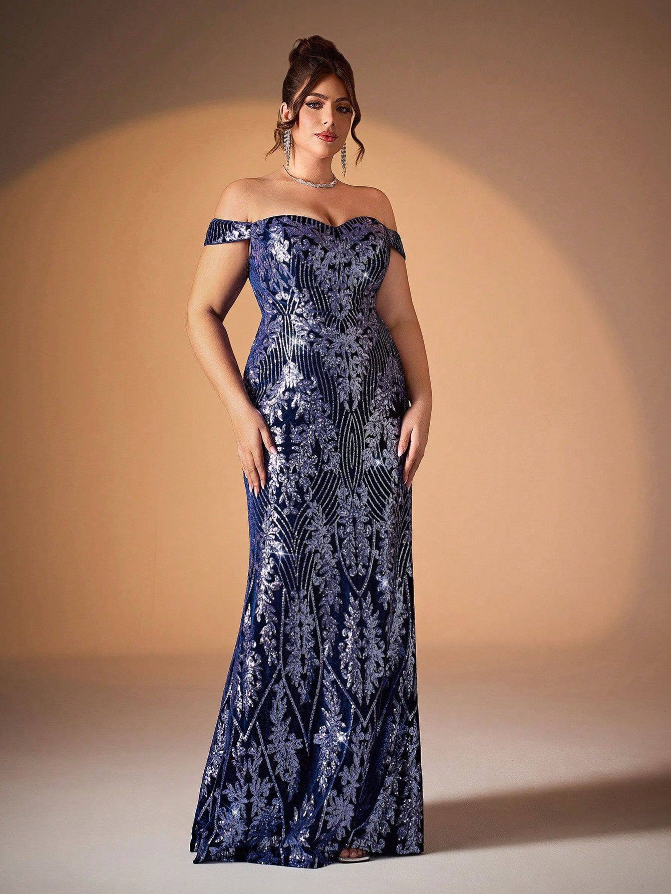 Leely Plus Women's Elegant Off The Shoulder Mermaid Evening Gown