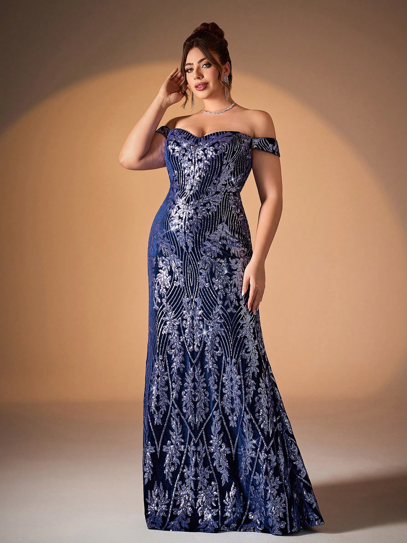 Leely Plus Women's Elegant Off The Shoulder Mermaid Evening Gown